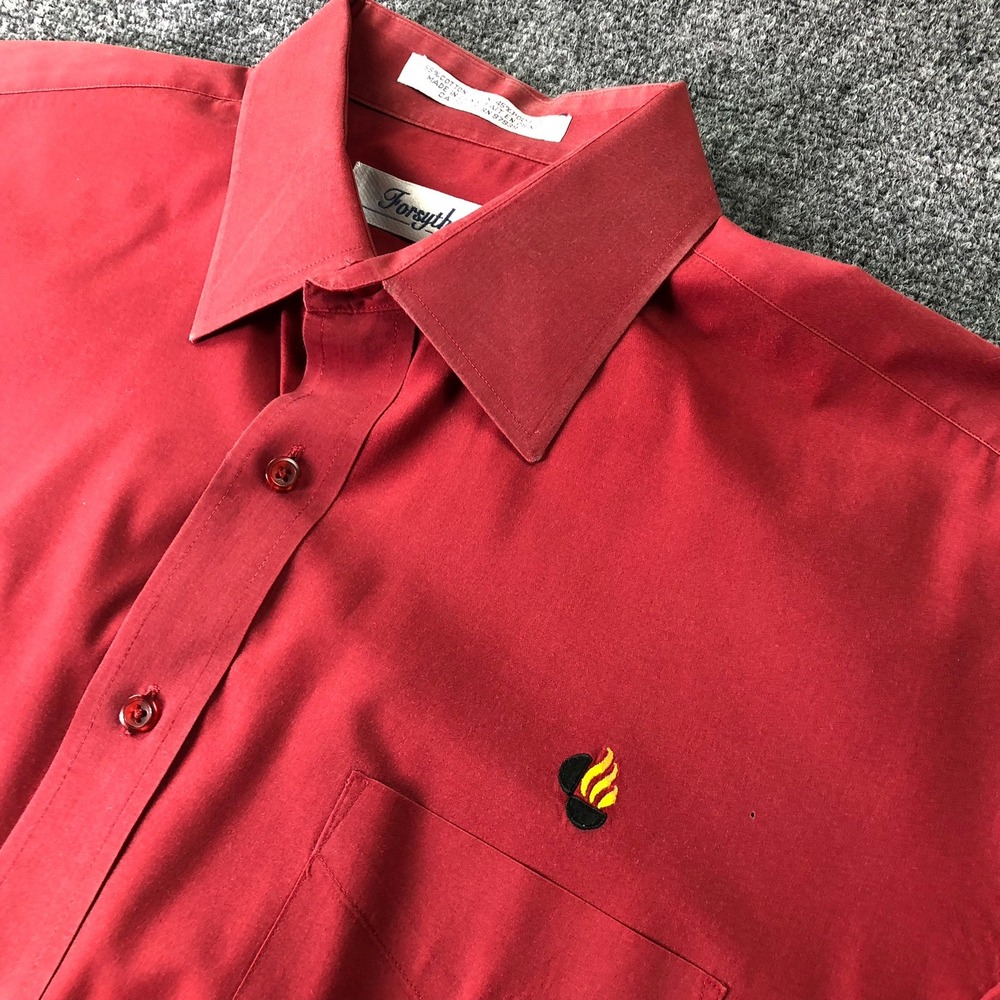 Forsyth‎ Mens Red Long Sleeve Button Down Dress Shirt Pocket Logo